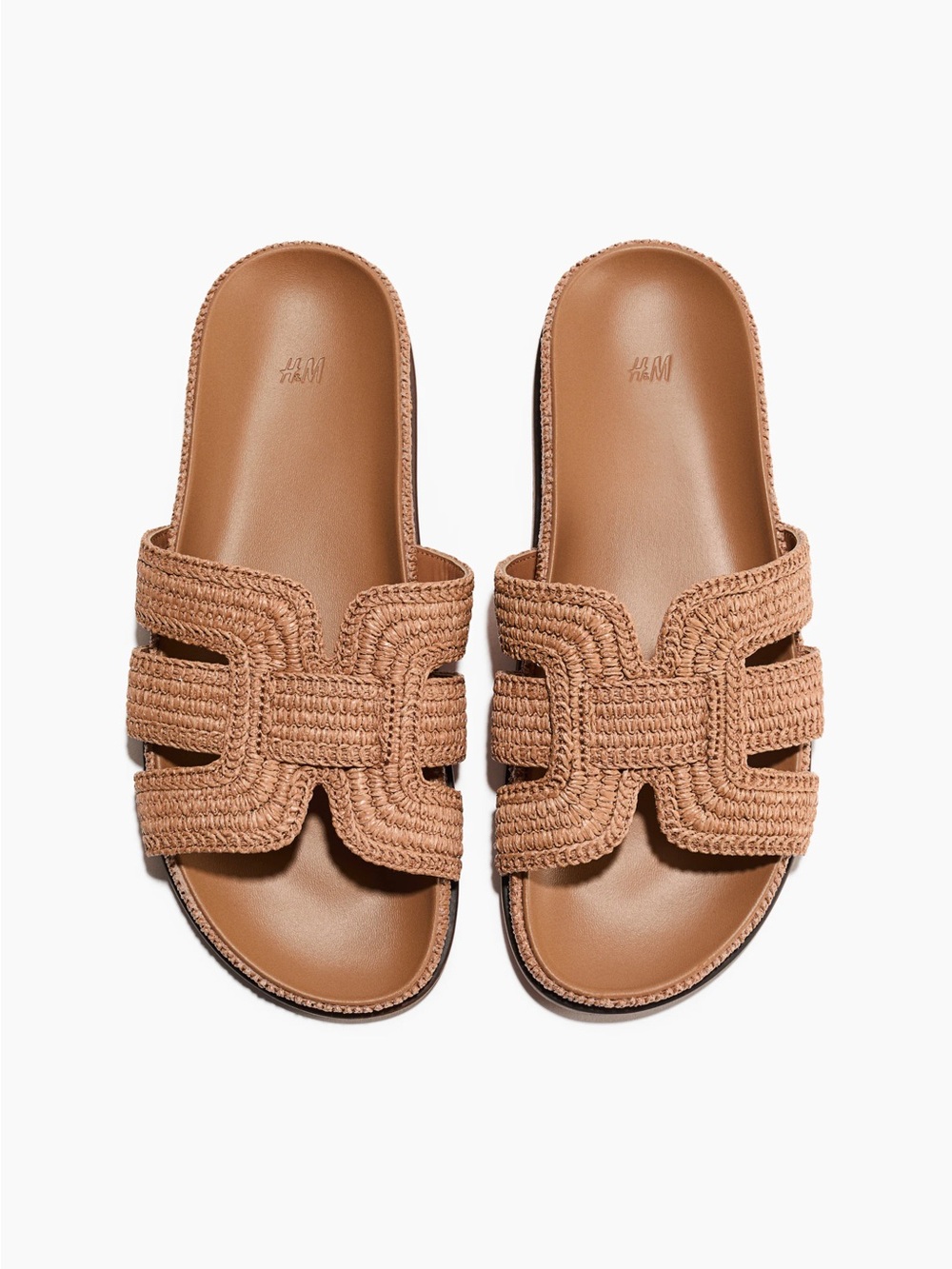 H&M Camel Braided Slide Sandals